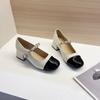 Zapatos Mary Jane Planos de Perlas para Mujer 2025 Nuevo Principio de Primavera Estilo Pequeño Fragante Retro Tacón Grueso Tacón Medio Zapatos Pequeños de Cuero Otoño