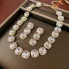 Aretes Colgantes con Zirconia de Aguja de Plata Forma de Gota Collar Cadena para Suéter Estilo Corte Francés Joyería Versátil de Lujo Ligero Niche