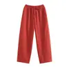 Pantalones casuales de pierna ancha a cuadros azules para mujer, nuevo estilo de verano 2026, corte holgado y relajado, tiro alto, adelgazantes, con una silueta fluida y cintura elástica.