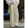Textura Legal Recomendada Lou Fu Verão Novo Estilo Coreano Yuppie Simples Cintura Alta Calças de Perna Larga Calças Femininas
