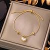 Pulseras Europeas y Americanas de Acero de Titanio Nuevo que No se Desvanecen para Mujer, Accesorios de Mano Versátiles Estilo Ins, Joyería de Mano de Moda para Niñas, de Alta Gama
