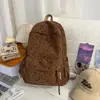 Mochila de Veludo Estilo Japonês para Meninas, Bolsa Escolar de Estudante, Modelo Novo 2026 Fresco e Simples, Mochila de Grande Capacidade para o Dia a Dia