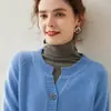 Cardigan de punto para mujer estilo coreano, cuello redondo, simple, color liso, engrosado, cuatro botones, holgado, casual, otoño e invierno, cachemir