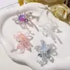 Aretes DIY de moda coreana de lujo ligero con cuentas de cristal iridiscente y flor degradada, broche para mujer, clip lateral para zapato
