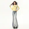 Pantalones de Campana Estilo Americano Chica Atrevida Jeans Largos Hasta el Suelo Pantalones Largos Adelgazantes Retro Pantalones Ligeramente de Campana para el Viaje Diario Pantalones Adelgazantes para Mujer