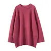Suéter feminino casual gola redonda solto plus size 2026 outono e inverno transfronteiriço novo estilo europeu e americano malha de caxemira