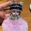 Corea del Sur creativo lindo diamante incrustado lindo Qiqi bola de pelo llavero muñeca femenino dibujos animados pareja coche bolsa colgante