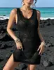 Vestido de Playa de Punto Hueco para Mujer Verano Nuevo Cubrebikini Vestido con Protección Solar Ropa de Baño para Vacaciones Transfronteriza Ropa Exterior