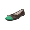 Mocasines Planos de Cuero Genuino para Mujer con Bloques de Color y Moño, Nuevo Estilo Otoño, Bailarinas de Punta Redonda