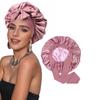Touca de Dormir de Cetim Popular Europeia e Americana Touca para Cuidados com o Cabelo Lenço de Cabeça Simples de Beleza Touca com Fita de Laço Touca Redonda