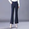 8132 Trompete de Nove Pontos Calça Básica Casual Mom Calça de Mola Elástica Cintura Alta Tamanho Grande Calça Fina da Moda para Mulheres de Meia-Idade