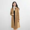 Abrigo de lana de doble cara 100% lana estilo workwear para mujer, de longitud media, con cuello de solapa, elegante y entallado, nuevo modelo de otoño e invierno