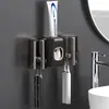 Dispensador Automático de Pasta de Dientes Simple Montado en la Pared con Operación de un Solo Toque, Incluye Dos Vasos y Set de Soporte para Cepillos de Dientes