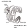 Miduoduo Super Flash 5A Anillo Abierto Forma de Serpiente Anillo de Cola Acero Inoxidable Chapado en Oro Real de 18K Joyería Simple de Moda