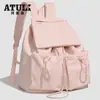 2026 Versão Coreana Mochila Casual ao Ar Livre Artística de Nylon Moda Lona Plissada Bolsa Escolar Celebridade da Internet Cordão Grande Capacidade
