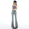 Jeans de Tiro Alto Acampanados con Abertura para Mujer, Nuevo Estilo Primavera y Otoño 2026, Caída Suelta, Elásticos, Versátiles, Pantalones Bootcut Adelgazantes