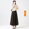 Falda de lana de acetato para mujer, nuevo estilo otoño e invierno, de cintura alta, fluida, larga, elegante falda plisada tipo paraguas