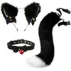 Cosplay Tiara de Orelhas de Gato Cauda de Gato Joias Feito à Mão Fofa Menina Gato Orelha de Animal Acessórios de Cabelo Conjunto de Acessórios de Cauda de Animal