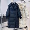Casaco Longo de Penas Estilo Coreano para Mulheres 2026 Inverno Nova Moda Espessado Fofo Solto Acima do Joelho Tendência Tamanho Plus