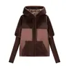 Comercio Exterior Transfronterizo Ropa de Mujer Otoño e Invierno 2025 Estilo Europeo y Americano con Capucha Tejido de Punto Manga Larga Retazos Piel Abrigo para Mujer C92997