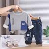 Conjunto de Inverno para Meninos 2025 Novo de Inverno para Bebês Casual com Forro de Fleece Manga Longa Conjunto de Duas Peças 1-5 Anos Roupas Infantis