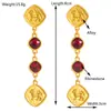 Pendientes de León Dorados con Incrustaciones de Diamantes, Estilo Vintage Transfronterizo, Pendientes Largos Elegantes Estilo Occidental, Accesorios para Orejas de Nicho