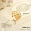 Estilo Europeo y Americano Comercio Exterior Transfronterizo Patrón de Martillo Geométrico Anillo de Acero Inoxidable Diseño Personalizado Anillo Abierto Joyería de Mano Venta al por Mayor