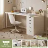 Escritorio de computadora, escritorio simple de doble longitud para dormitorio, con cajones, escritorio de estudio para uso doméstico, adecuado para estudiantes y trabajadores de oficina