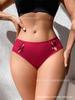 Nova Roupa Íntima Feminina da Amazon Transfronteiriça Oca Sexy Laço Casamento Bordô Calcinhas para o Ano do Nascimento