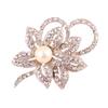Moda Estilo Coreano y Ecológica Aleación Doble Pétalo Perlas Grandes Versátil Broche de Pedrería para Abrigo Broche Plateado Hebilla de Pecho Ramillete para Mujer