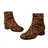 Botas de mujer de otoño e invierno, de punta redonda, estampado de leopardo, hasta la pantorrilla, ligeras, con cremallera trasera, versátiles, suela de goma, tacón cuadrado antideslizante, estilo Martin