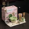 Ceremonia del Té Estilo Dinastía Song Rima Floral Esmalte Fluido Matcha Juego de Ocho Piezas Batidor de Matcha Mezclador de Matcha Tazón de Té Batidor de Bambú de Cien Piezas Tamiz de Polvo