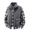Jaqueta Masculina Casual Sem Mangas Forrada com Fleece Reversível Colete de Trabalho Fotografia Masculino Solto com Múltiplos Bolsos Top de Repórter
