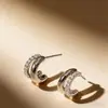 Pendientes Doble Capa Sencillos Estilo Francés Microincrustados con Circonita para Mujer, Versátiles y Únicos, con un Toque de Lujo Ligero y de Alta Gama, Exquisitos Accesorios para Orejas