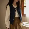 Chaleco Azul para Mujer, Moderno y Elegante para Otoño, Versátil sin Mangas Holgado Chaleco Chaqueta 6446
