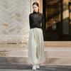 26 Novedades de Algodón y Lino para Mujer de Otoño: Pantalones Largos de Ramio Lavados a la Arena con Cintura Elástica y Cordón, Pantalones Casuales Versátiles para Mujer, Pantalones Linterna