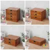 Escritorio de Oficina de Madera Maciza Gabinete de Almacenamiento Caja de Madera Zakka Cajones Múltiples Tipo Dormitorio Caja de Almacenamiento para Cosméticos