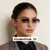 Gafas de sol sin montura europeas y americanas transfronterizas, Gafas de sol de marca de vanguardia con patillas de resorte para mujer, Gafas de sol de moda de alta gama con degradado para hombre