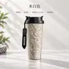 Botella de agua de titanio puro, taza térmica, taza de café elegante y portátil, taza de doble propósito con pajilla, adecuada para hombres y mujeres, para preparar té y beber agua