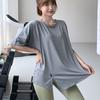 [Personalizada] Camiseta de Yoga de Verão Cobertura para Corrida Tamanho Grande Secagem Rápida Esportiva Outdoor Manga Curta Feminina Top Solto