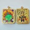 Colgante Thangka de Acero de Titanio Estilo Xizang Caja Gawa Dragón Tridimensional Manjushri Cinco Orejas Colorido Doble Cara Oro Adorno Colgante Thangka Joyería al por Mayor