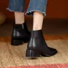 Botines Chelsea para Mujer con Tacón Grueso, Nuevo Estilo Otoño/Invierno 2023, Botas Color Nude Francés Marrón, Botas Martin para Mujer
