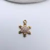 Pingente de Floco de Neve de Zircônia Preserva Cor Ouro Real 14K Pingente de Pulseira Colar Estrela de Seis Pontas Acessórios de Joias Feitos à Mão DIY