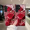Funda para Teléfono Móvil Adecuada para Samsung S26Ultra S24 Cristal Templado Flor Roja Rosa A16 Negra Funda Protectora A07