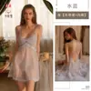 Kamai Xue Lencería Sexy Estilo Puro Deseo Vestido Camisola Fina Transparente Francesa Malla para el Hogar de Todas las Estaciones Bata de Noche 1848
