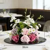 Decoraciones Florales para Mesas de Restaurante y Hotel, Arreglos Florales Redondos Estilo Lirio, Centros de Mesa Giratorios para Mesas de Hotel, Flores Artificiales