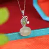 Yuebao Joias Jade Hetian Natural Prata de Lei S925 Jade Água Clara Jaspers Cabaça Superfície de Ovo Pingente de Alto Padrão Retrô Nicho