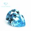 Piedra desnuda de circonita azul marino claro en forma de pera 5A, sintética, con fondo puntiagudo, imitación en forma de gota, topacio, zafiro, diamante CZ.