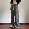 Pantalones de trabajo rectos de algodón puro de peso pesado de moda para hombre, pantalones largos deportivos de color liso de ajuste holgado estilo casual americano de alta gama para primavera y otoño
