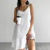 Bata de Noche de Tirantes Blanca de Moda Europea y Americana, Holgada, Cómoda, Transpirable, Conjunto Nuevo de Verano 2023, Ropa de Casa para Mujer